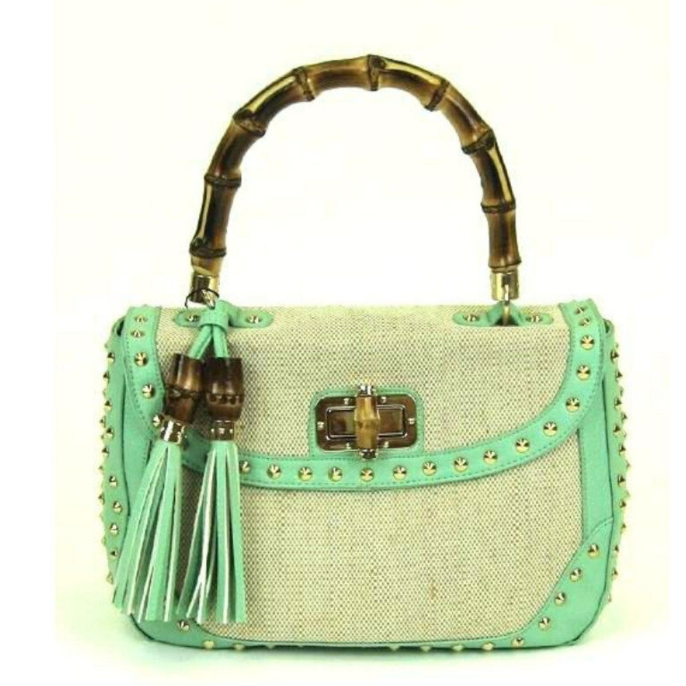 Galian Studded Handbag Tassel Fringe Purse